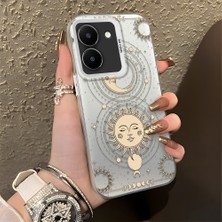 Ucuc Vivo Y27 5G/Y27S Uyumlu Sert Akrilik Arka Silikon Kenar Lens Koruma Şık Baskı Kılıf