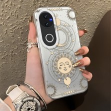 Ucuc Vivo V50 Uyumlu Sert Akrilik Arka Silikon Kenar Lens Koruma Şık Baskı Kılıf