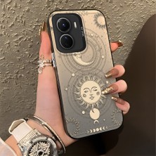 Ucuc Vivo Y16/Y02S/Y56 Uyumlu Sert Akrilik Arka Silikon Kenar Lens Koruma Şık Baskı Kılıf