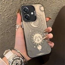 Ucuc Oppo A3/A3X 4g/5g Uyumlu Sert Akrilik Arka Silikon Kenar Lens Koruma Şık Baskı Kılıf