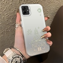 Ucuc Samsung Galaxy A03/A04E/A04 Uyumlu Sert Akrilik Arka Silikon Kenar Lens Koruma Şık Baskı Kılıf