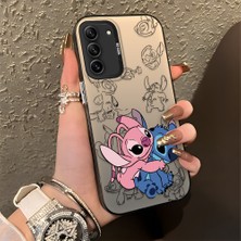 Ucuc Samsung Galaxy S21 Fe Uyumlu Sert Akrilik Arka Silikon Kenar Lens Koruma Şık Baskı Kılıf
