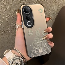 Ucuc Vivo V50 Lite 4g/5g Uyumlu Sert Akrilik Arka Silikon Kenar Lens Koruma Şık Baskı Kılıf