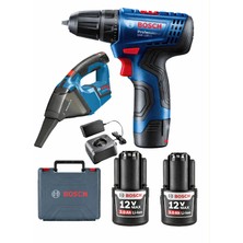 Bosch Gsr 120 Li 3 Ah Çift Bataryalı Vidalama ve Gas 12 Şarjlı Araç Süpürgesi
