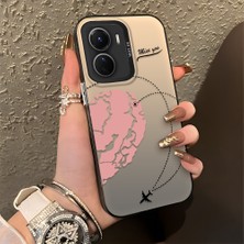 Ucuc Vivo Y02S Uyumlu Sert Akrilik Arka Silikon Kenar Lens Koruma Şık Baskı Kılıf