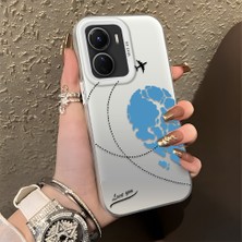 Ucuc Vivo Y16/Y02S/Y56 Uyumlu Sert Akrilik Arka Silikon Kenar Lens Koruma Şık Baskı Kılıf