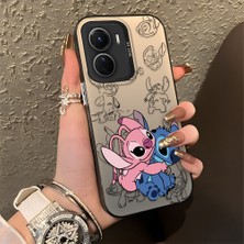Ucuc Vivo Y16/Y02S/Y56 Uyumlu Sert Akrilik Arka Silikon Kenar Lens Koruma Şık Baskı Kılıf