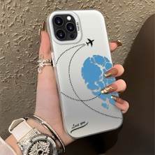 Ucuc iPhone 15 Pro Max Uyumlu Sert Akrilik Arka Silikon Kenar Lens Koruma Şık Baskı Kılıf