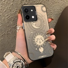 Ucuc Vivo Y28 4g Uyumlu Sert Akrilik Arka Silikon Kenar Lens Koruma Şık Baskı Kılıf