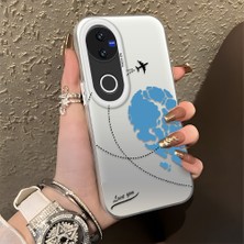 Ucuc Vivo V50 Uyumlu Sert Akrilik Arka Silikon Kenar Lens Koruma Şık Baskı Kılıf