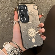 Ucuc Vivo Y19S 4G/Y19S Pro Uyumlu Sert Akrilik Arka Silikon Kenar Lens Koruma Şık Baskı Kılıf