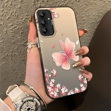 Ucuc Samsung Galaxy A14 4g/5g Uyumlu Sert Akrilik Arka Silikon Kenar Lens Koruma Şık Baskı Kılıf