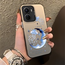 Ucuc Vivo Y16/Y02S/Y56 Uyumlu Sert Akrilik Arka Silikon Kenar Lens Koruma Şık Baskı Kılıf