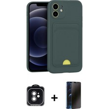 Marsilyan™- iPhone 11 Kılıf Vadi Çizgi Prime - Siyah 3D Antistatik Hayalet Cam Ekran Koruyucu + Siyah Pvd Metal Kamera Lens