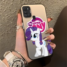 Ucuc Samsung Galaxy A21S Uyumlu Sert Akrilik Arka Silikon Kenar Lens Koruma Şık Baskı Kılıf