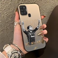 Ucuc Samsung Galaxy A21S Uyumlu Sert Akrilik Arka Silikon Kenar Lens Koruma Şık Baskı Kılıf