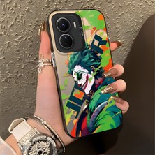 Ucuc Vivo Y16/Y02S/Y56 Uyumlu Sert Akrilik Arka Silikon Kenar Lens Koruma Şık Baskı Kılıf