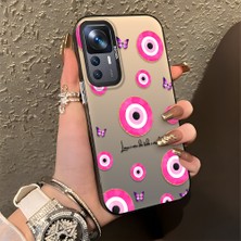 Ucuc Xiaomi Mi 12T/12T Pro Uyumlu Sert Akrilik Arka Silikon Kenar Lens Koruma Şık Baskı Kılıf