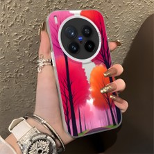 Ucuc Vivo X300 Pro Uyumlu Sert Akrilik Arka Silikon Kenar Lens Koruma Şık Baskı Kılıf
