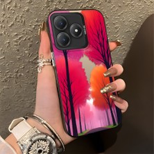 Ucuc Realme C63 4G/C61 Uyumlu Sert Akrilik Arka Silikon Kenar Lens Koruma Şık Baskı Kılıf