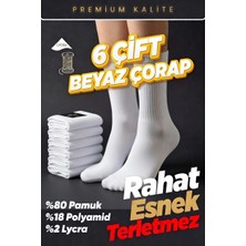 Thinborne 6 Çift Düz Beyaz Tenis Çorap Sporcu Çorabı Uzun Erkek Kadın Spor Çorap Beyaz