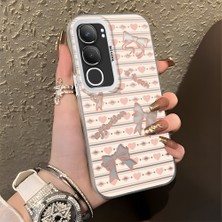 Ucuc Vivo Y19S 4G/Y19S Pro Uyumlu Sert Akrilik Arka Silikon Kenar Lens Koruma Şık Baskı Kılıf