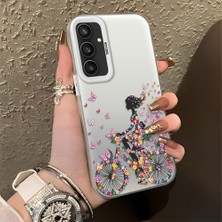 Ucuc Samsung Galaxy S23 Fe Uyumlu Sert Akrilik Arka Silikon Kenar Lens Koruma Şık Baskı Kılıf