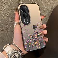 Ucuc Vivo V50 Lite 4g/5g Uyumlu Sert Akrilik Arka Silikon Kenar Lens Koruma Şık Baskı Kılıf