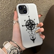 Ucuc iPhone 13 Mini Uyumlu Sert Akrilik Arka Silikon Kenar Lens Koruma Şık Baskı Kılıf