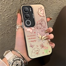 Ucuc Vivo Y19S 4G/Y19S Pro Uyumlu Sert Akrilik Arka Silikon Kenar Lens Koruma Şık Baskı Kılıf