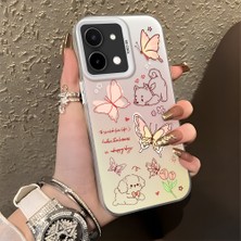 Ucuc Vivo Y28 4g Uyumlu Sert Akrilik Arka Silikon Kenar Lens Koruma Şık Baskı Kılıf