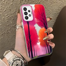 Ucuc Samsung Galaxy A73 Uyumlu Sert Akrilik Arka Silikon Kenar Lens Koruma Şık Baskı Kılıf