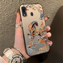 Ucuc Samsung Galaxy A30/A20 Uyumlu Sert Akrilik Arka Silikon Kenar Lens Koruma Şık Baskı Kılıf