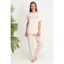 Remsa Kadın Süprem Kumaş Kısa Kol Pijama Takımı 26191 Somon