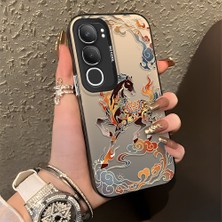 Ucuc Vivo Y19S 4G/Y19S Pro Uyumlu Sert Akrilik Arka Silikon Kenar Lens Koruma Şık Baskı Kılıf