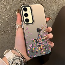Ucuc Samsung Galaxy S24 Fe Uyumlu Sert Akrilik Arka Silikon Kenar Lens Koruma Şık Baskı Kılıf