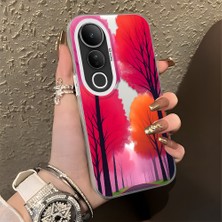 Ucuc Vivo V50 Lite 4g/5g Uyumlu Sert Akrilik Arka Silikon Kenar Lens Koruma Şık Baskı Kılıf