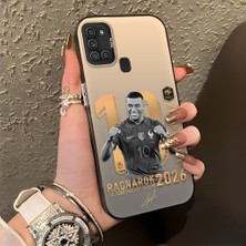 Ucuc Samsung Galaxy A21S Uyumlu Sert Akrilik Arka Silikon Kenar Lens Koruma Şık Baskı Kılıf