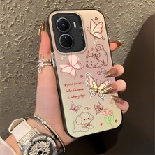 Ucuc Vivo Y02S Uyumlu Sert Akrilik Arka Silikon Kenar Lens Koruma Şık Baskı Kılıf