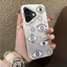 Ucuc iPhone 16 Plus Uyumlu Sert Akrilik Arka Silikon Kenar Lens Koruma Şık Baskı Kılıf