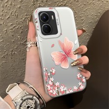 Ucuc Vivo Y02S Uyumlu Sert Akrilik Arka Silikon Kenar Lens Koruma Şık Baskı Kılıf