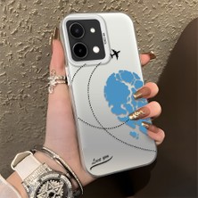 Ucuc Vivo Y28 4g Uyumlu Sert Akrilik Arka Silikon Kenar Lens Koruma Şık Baskı Kılıf