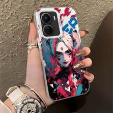 Ucuc Vivo Y16/Y02S/Y56 Uyumlu Sert Akrilik Arka Silikon Kenar Lens Koruma Şık Baskı Kılıf