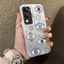 Ucuc Vivo Y04 Uyumlu Sert Akrilik Arka Silikon Kenar Lens Koruma Şık Baskı Kılıf