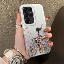 Ucuc Samsung Galaxy S25 Ultra Uyumlu Sert Akrilik Arka Silikon Kenar Lens Koruma Şık Baskı Kılıf