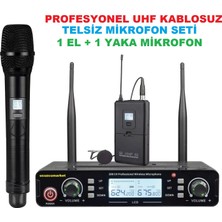 Ucuzcu Market Profesyonel Uhf Kablosuz Telsiz Mikrofon Seti ( 1 El + 1 Yaka Mikrofon)