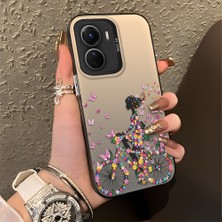Ucuc Vivo Y02S Uyumlu Sert Akrilik Arka Silikon Kenar Lens Koruma Şık Baskı Kılıf
