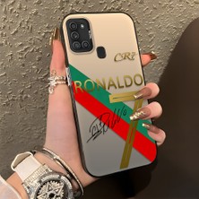 Ucuc Samsung Galaxy A21S Uyumlu Sert Akrilik Arka Silikon Kenar Lens Koruma Şık Baskı Kılıf