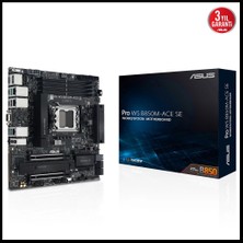 Asus Pro Ws B850M-ACE Se, 4xddr5, 2xm.2, Hdmı, Dp, Type-C, D-Sub, Pcıe 5.0, Am5 Soket Micro-Atx Anakart