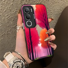 Ucuc Vivo Y19S 4G/Y19S Pro Uyumlu Sert Akrilik Arka Silikon Kenar Lens Koruma Şık Baskı Kılıf